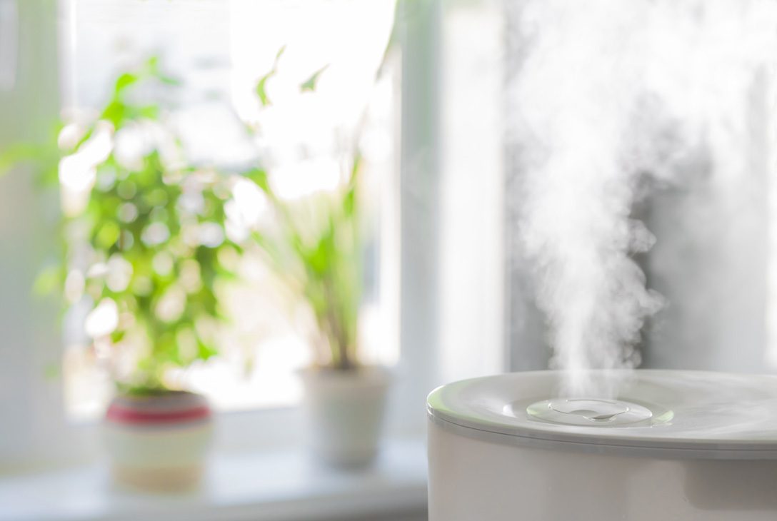 Humidifier Spreading Steam in Home